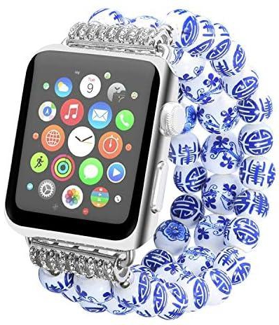 eWINNER Stainless Steel Metal Strap Watch Band for iwatch 1/2/3/4/5/6/7 series (Ceramic Blue, 42MM/44MM/45MM)