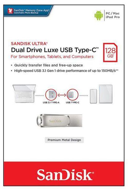 Sandisk 128GB Ultra Dual Drive Luxe USB Type-C Flash Drive
