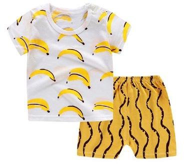 Bananas Printed T-Shirt And Short Set Yellow/White/Brown