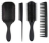 4-Piece Paddle Hair Brush And Comb Set Black