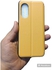 حافظة سمارت فيو جلدية قابلة للطي لهاتف أوبو إيه 97 اللون ذهبي غطاء أكريليك لامع شفاف