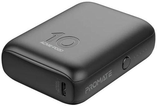 Promate Promate, Mini Power Bank 10000mAh Portable USB C Charger 20W QC 3.0 22.5W - Black
