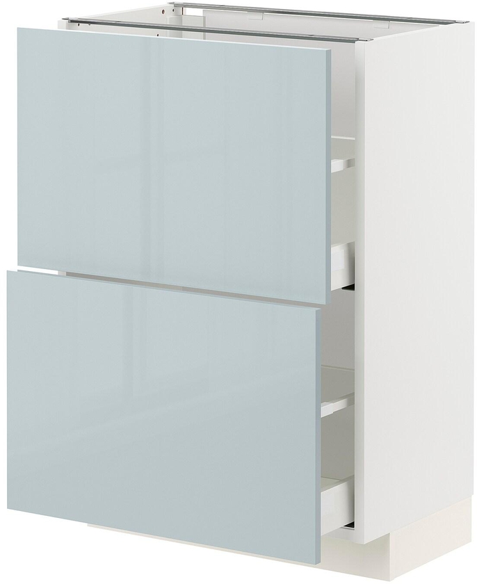 METOD / MAXIMERA Base cabinet with 2 drawers - white/Kallarp light grey-blue 60x37 cm