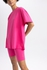Defacto Woman Oversize Fit Crew Neck Knitted Short Sleeve T-Shirt - Pink