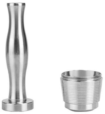 Reusable Coffee Capsules with Press Coffee Tamper Silver 175g