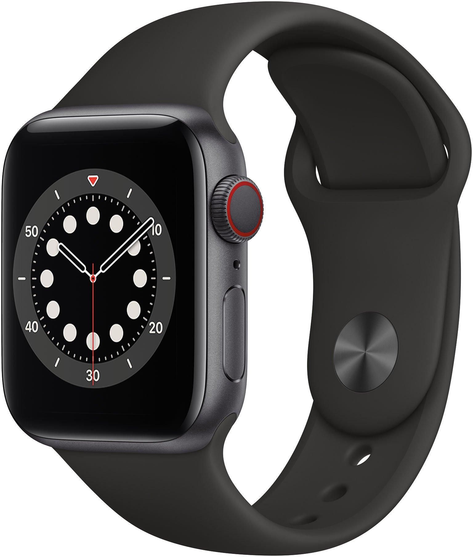 Apple Watch Series 6 GPS + Cellular, 40MM Space Grey Aluminium Case with Black Sport Band