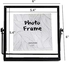 Leoyoubei Floating Glass Frame,Vintage Style and Real Glass Photo Frame Collection Metal Geometric Picture Frame Square,Double Glass,Desk Vertical Floating Frame 4x4,Can Also Put 5X5 Photo (Black)