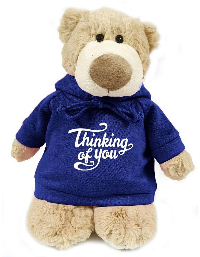 Fay Lawson - Mascot Bear W Thinking Of You Print On Blue Hoodie 28 Cm- Babystore.ae