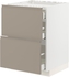 METOD / MAXIMERA Base cab f hob/2 fronts/3 drawers - white/Upplöv matt dark beige 60x60 cm
