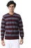 Andora Two-Tone Striped Cotton V-Neck Long Sleeve Sweatshirt for Men - Maroon and Grey