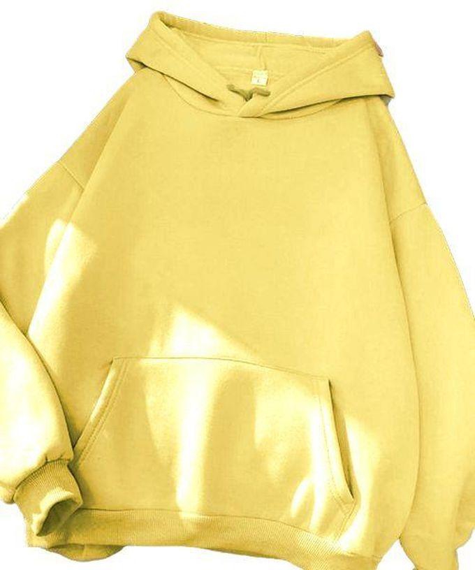 Solid Milton Hoodie Full Sleeve With Capiccio For Women - Yellow