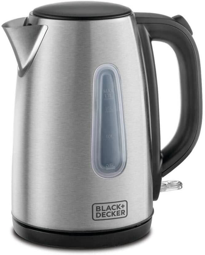 BLACK &amp; DECKER Concealed Coil Stainless Steel Kettle 1.7L 2200W JC450-B5 Silver/Black