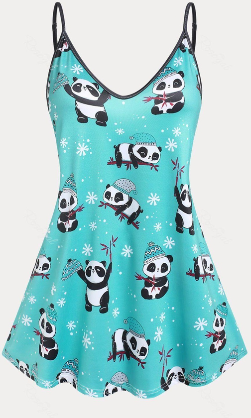 Plus Size & Curve Pandas Snowflake Print Cami Top - 5xl