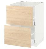 METOD / MAXIMERA Base cab f sink+2 fronts/2 drawers, white/Askersund light ash effect, 60x60 cm - IKEA