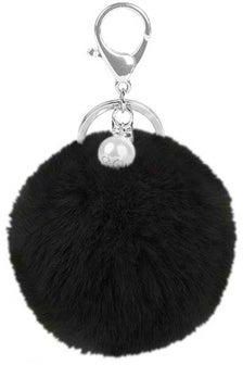 Soft Fluffy Keyring For Handbags Black
