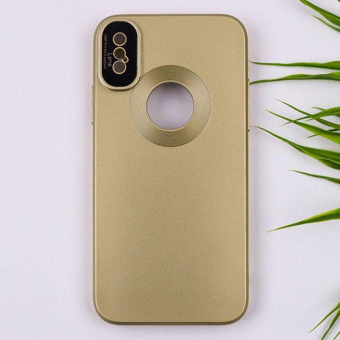 Iphone X - Metallic Color Silicone Cover With Camera Lens Protector - Gold