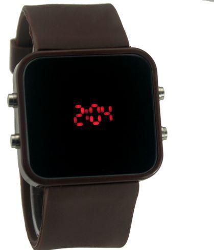 YYTstore owned Unisex Digital LED Dial Silicone Band Watch - Brown