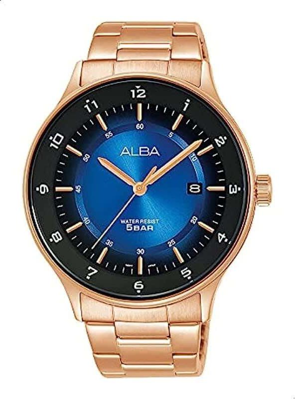 Get Alba AS9M04X1 Analog Casual Watch For Men, 43 mm, Stainless Steel Band - Gold with best offers | Raneen.com