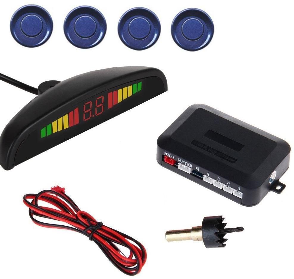 Blue Color 4 Sensors LED Car Parking Sensor Auto Reverse Assistance Backup Radar Detector System