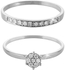 Vera Perla 18K White Gold 0.17ct Diamonds Engagement Ring Set, 6.5 US