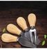 4-Piece Wooden Handle Cheese Knife Baking Tool Set Silver