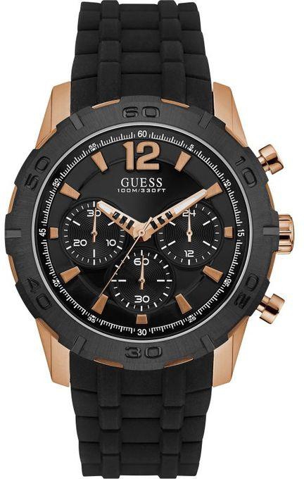 Guess Men's Black Dial Stainless Steel Band Watch - W0864G2