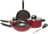 طقم ادوات مطبخ من الالمنيوم مقاومة للالتصاق من 7 قطع، احمر، من بريستيج - PR20983