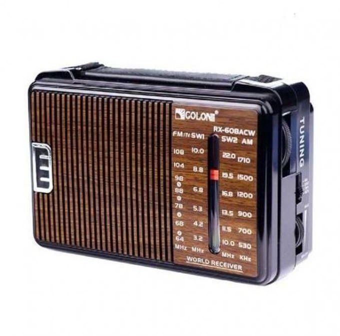 Golon راديو كلاسيكي صغير يعمل بالكهرباء 608 -بني