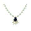 Vera Perla 18K Gold 0.12ct Diamonds Royal Indian Sapphire Necklace