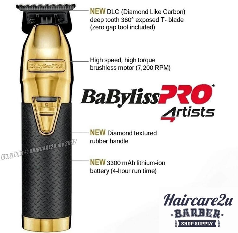 BaByliss Pro GOLDFX BOOST+ Metal Lithium Outlining Trimmer #FX787GBP
