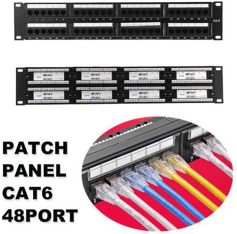 8pcs 2U 48 Port CAT6 Patch Panel IRJ45 Network Ethernet Rack Mount 19 Inch Rack