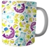 Printed Ceramic Coffee Mug White/Green/Purple Standard
