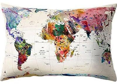 World Map Pattern Pillow cover Cushion Cover Decorative Cushion Cover Combination Combination combination Multicolour 40x40cm