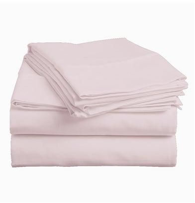 4-Piece Egyptian Cotton Sheet And Pillowcase Set Cotton Pink Super King