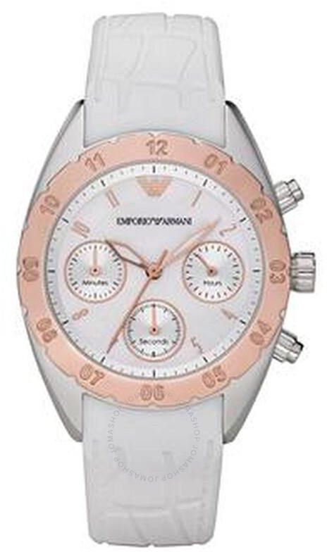 Emporio Armani Women Sport Chronograph Silicone Watch AR5938 (White)