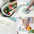 HOKANG Collapsible Cutting Board, Foldable Chopping Board with Draining Plug & Colander, Multifunctional Kitchen Vegetable Washing Basket Silicone Dish Tub for Indoor and Outdoor