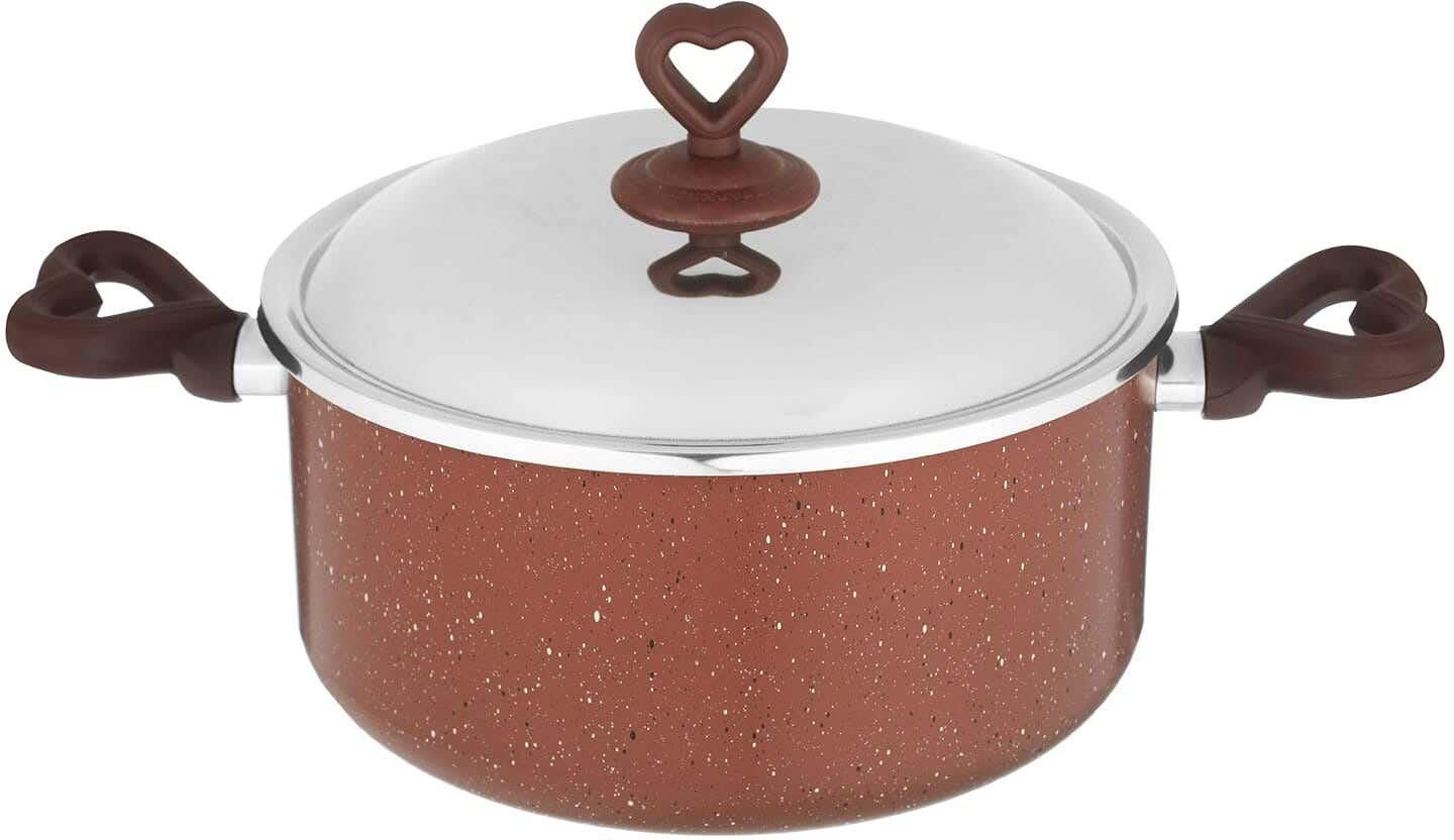 Get Nouval Teflon Pot, Stainless Steel Lid, Size 28 - Dark Red with best offers | Raneen.com