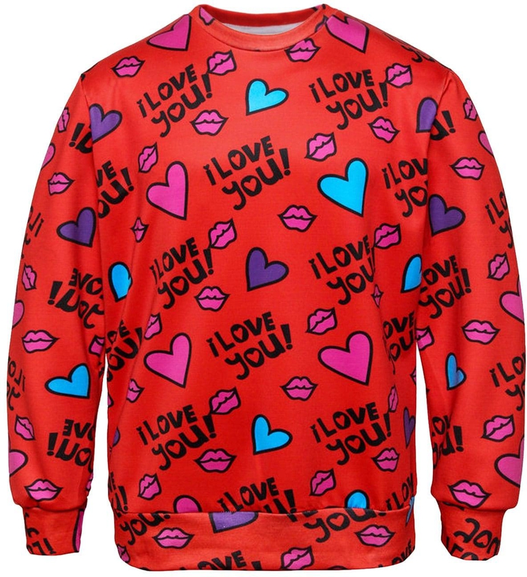 Lip Heart Graphic Print Valentine's Day Sweatshirt - 3xl