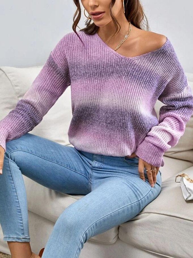SHEIN Ombre Drop Shoulder Sweater