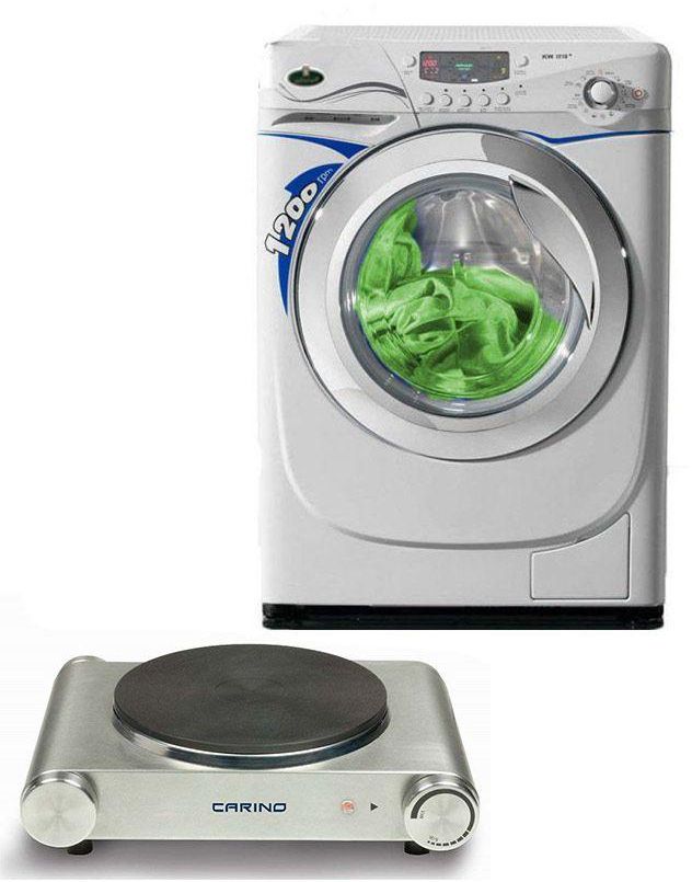 Kiriazi KW 1210W Front Loading Washing Machine - 10 Kg+ Free Carino TJ-ES3101W Single Hot Plate - 1500 Watt