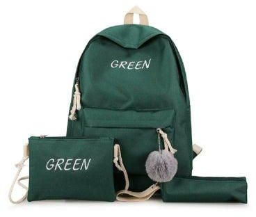 3-Piece Kids Oxford Front Pocket Backpack Set Green