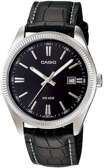 casio analog leather strap watch for men with date mtp-1302-1a