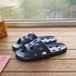 Fashion Bathroom Slippers Hollowed Out Bath Leakage Home Slippers Dark Blue