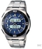 Active Dial Watch for Men by Casio , Analog/Digital , Stainless Steel , Silver , AQ-164WD-2AV