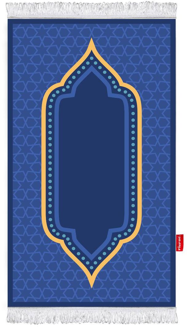 Printed Fiber Padded Prayer Mat- Blue