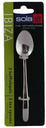 3-Piece Ibiza Tea Spoon Set Silver 13centimeter