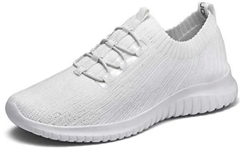 konhill Women's Comfortable Walking Shoes - Tennis Athletic Casual Slip on Sneakers, 2122 All White, 9.5