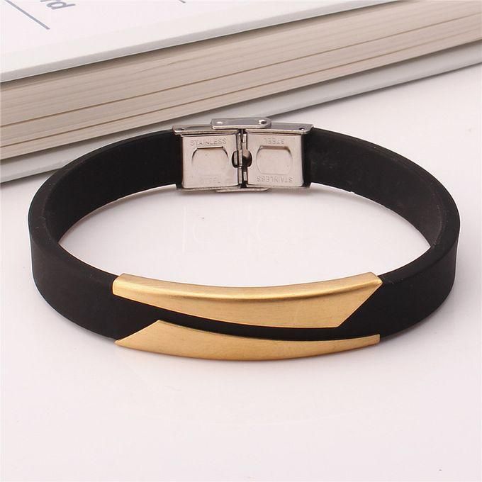 Mens Stainless Steel Silicone Bangle Bracelet