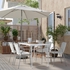 TORPARÖ Table+4 chairs w armrests, outdoor - white/white/grey 130 cm