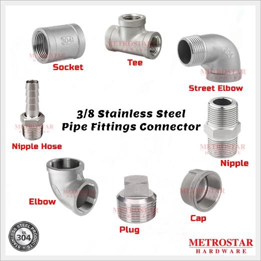 Metrostarhardware 3/8'' Stainless Steel Pipe Fittings Connector